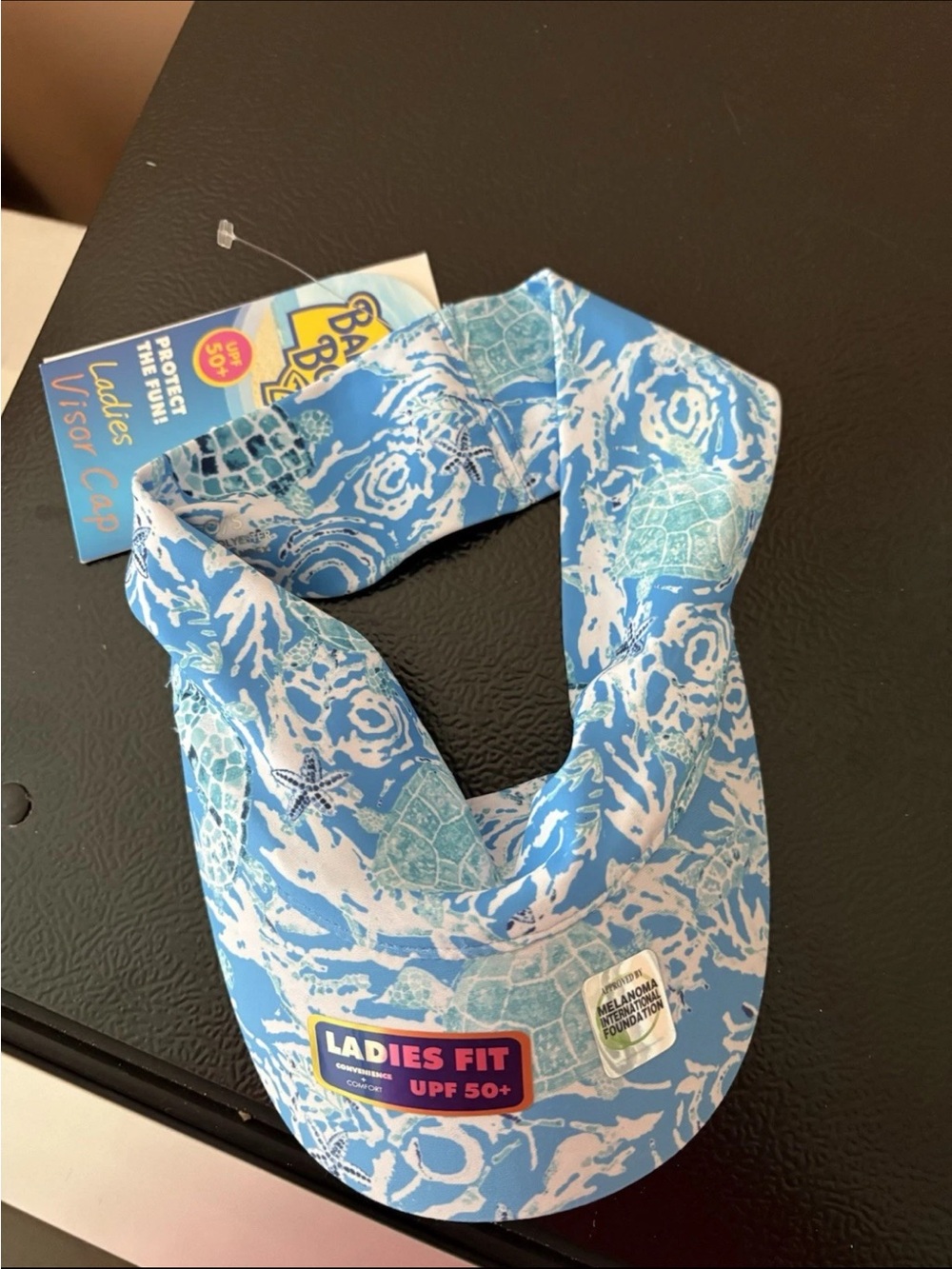 Banana Boat visor sun protector spf 50 area for ponytail ladies fit blue/white